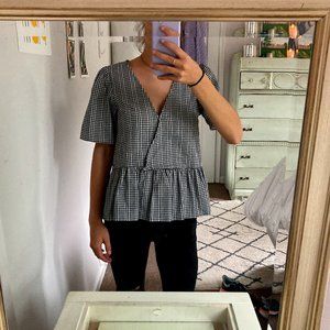 Madewell Crossover Peplum in Textured Gingham